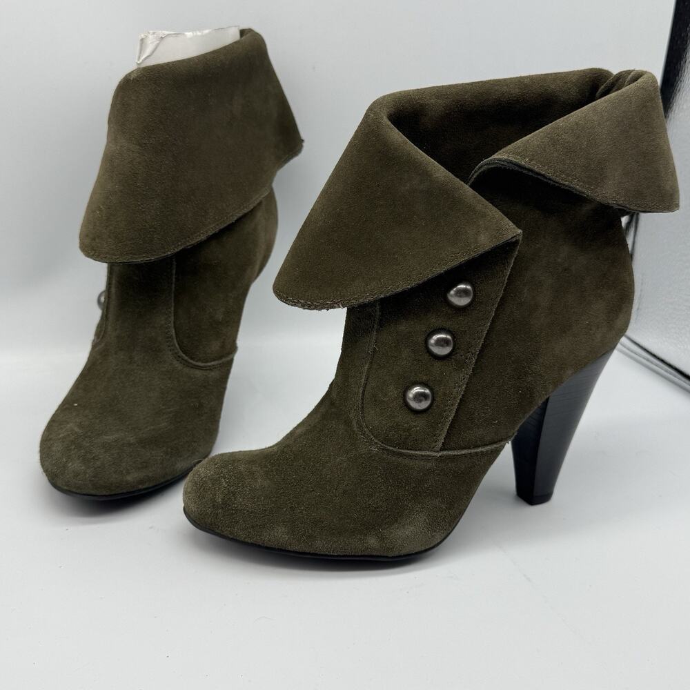 NWOB Mia DARK GREEN Suede Leather Boots DUKE Size 8 Womens Booties Witchy Goth - Picture 2 of 11